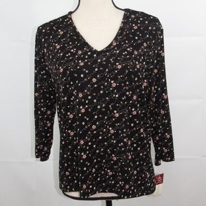 JM Collection Flowery Top Size XL 3/4 Sleeve NEW